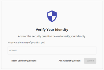 Verify Your Identity Page with 'Reset Security Questions' and 'Ask Another Question' buttons